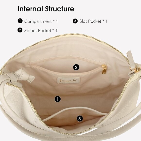 Premium Full Grain Leather Dumpling Bag Women Crossbody Shoulder Handbag Off-whi - Picture 6 of 8